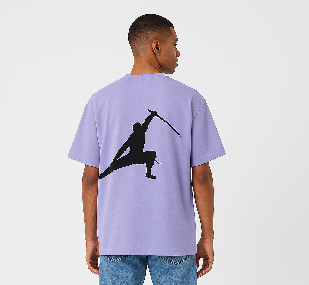 Oversized Samurai Ninja Back Graphic T-Shirt