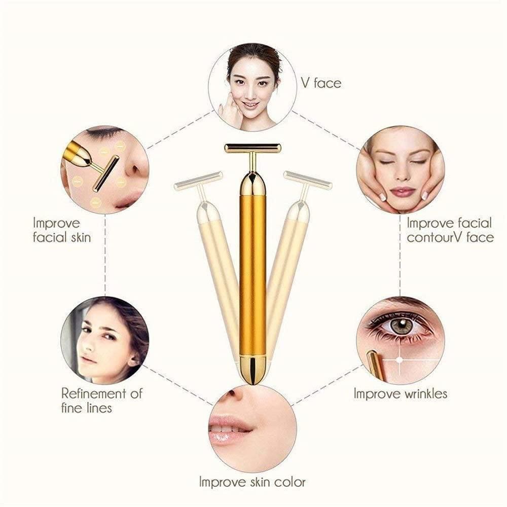 24K Gold Energy Beauty Bar - Electric Facial Massage Roller
