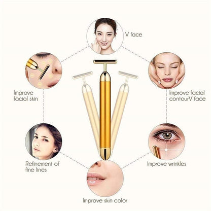 24K Gold Energy Beauty Bar - Electric Facial Massage Roller