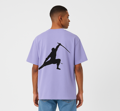 Oversized Samurai Ninja Back Graphic T-Shirt