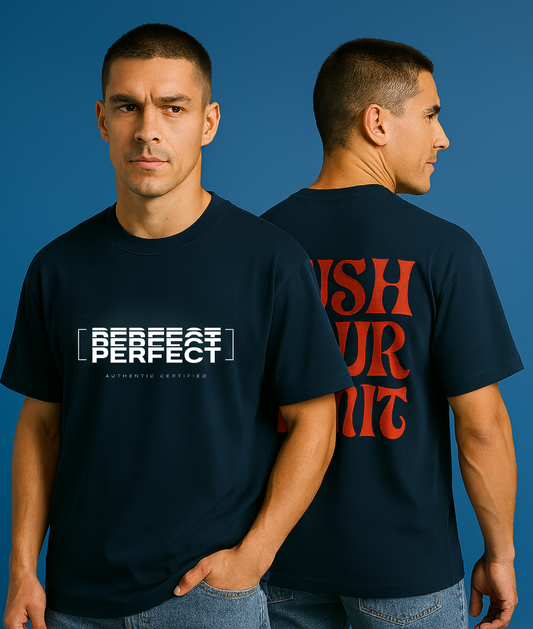 Oversized Navy Blue Street-Style T-Shirt