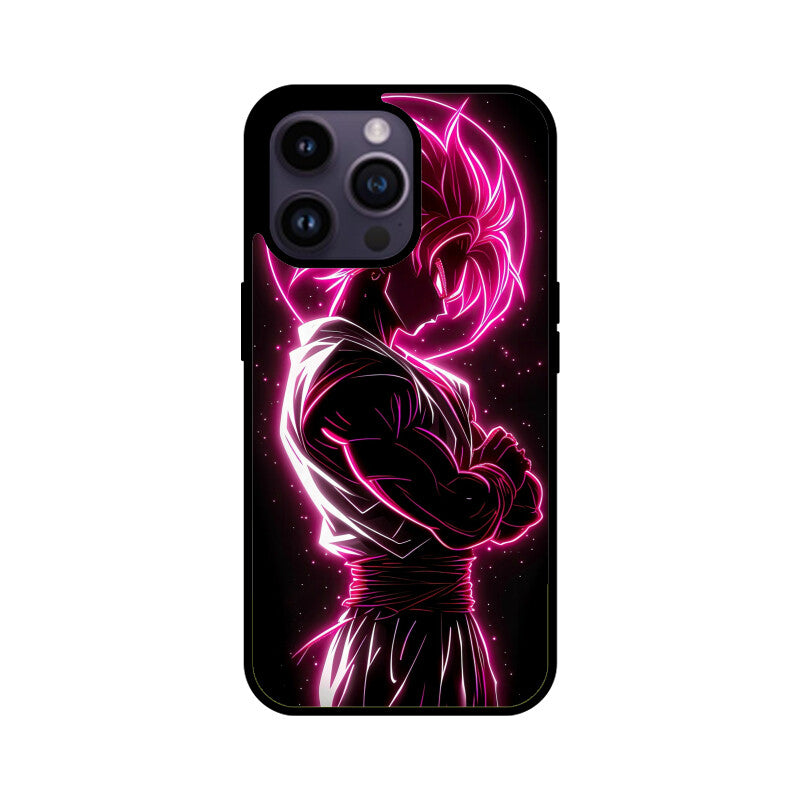 Anime Glass Case for iPhone 14/15/16 Pro Max – Neon Goku-Inspired